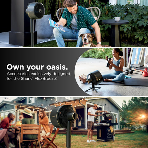 Shark Instacool mist on demand provides targeted relief outdoors.
