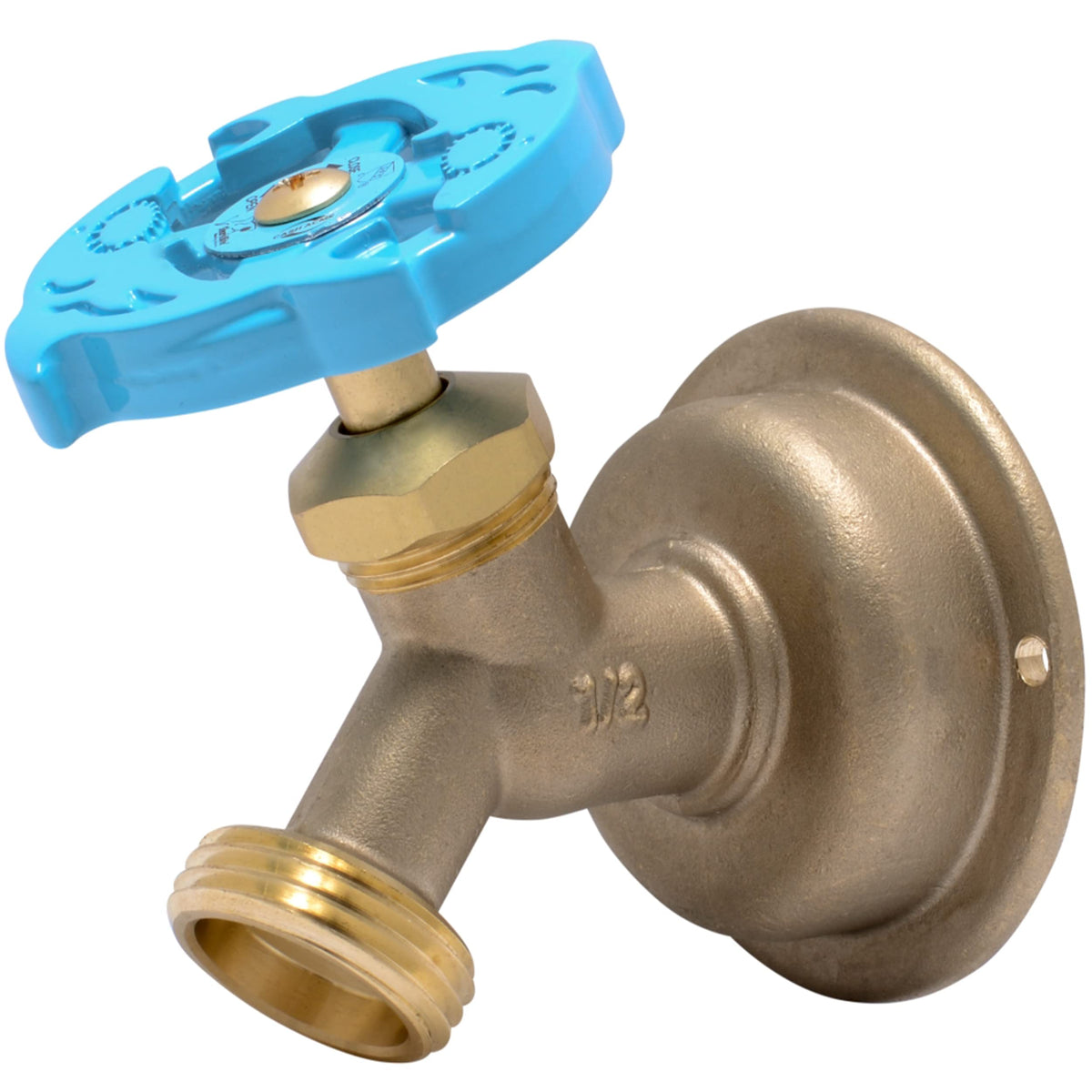 SharkBite 45° hose bibb angle view highlighting compact, tool-free installation potential.