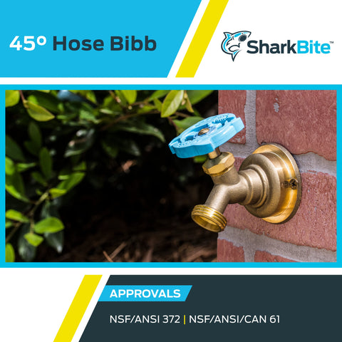 SharkBite 2.4-inch mounting flange closeup confirms secure, one-piece mounting.