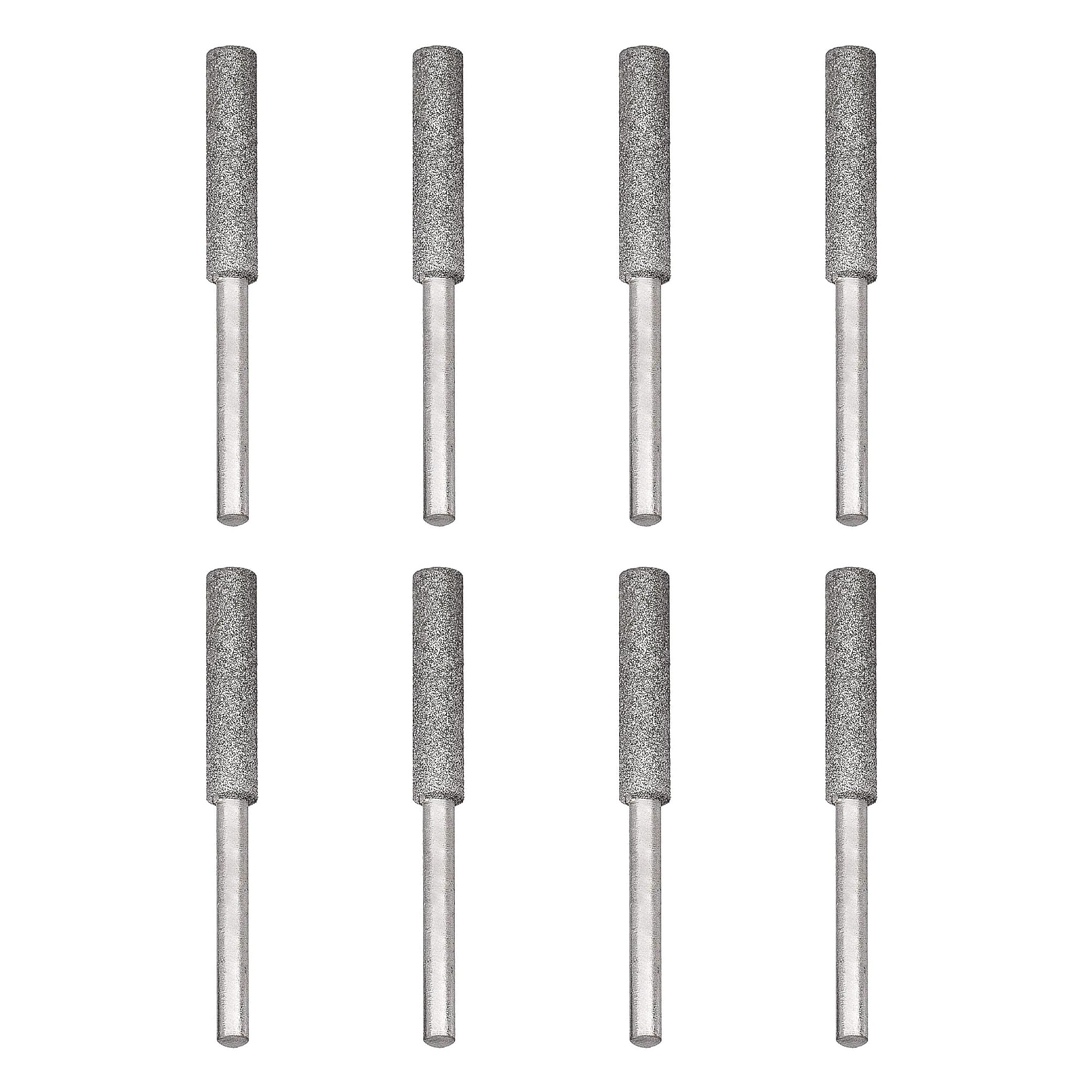 Sharp Pebble 8-piece sharpener bit set for 7/32-inch blades, enables quick edge restoration on chainsaws and mowers.