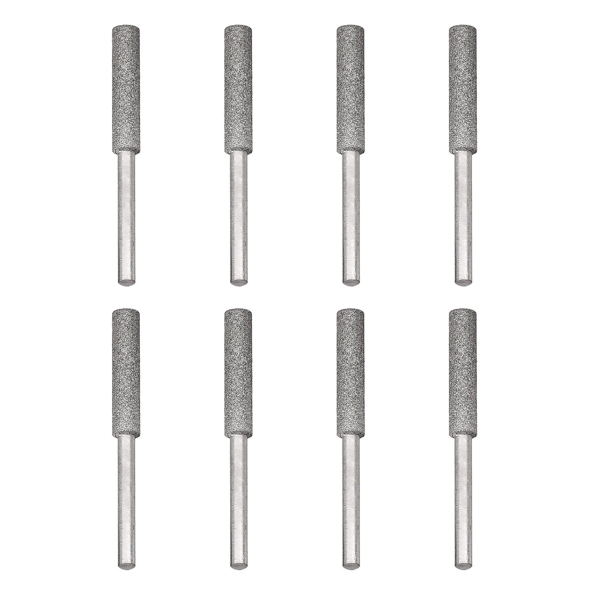 Sharp Pebble 8-piece sharpener bit set for 7/32-inch blades, enables quick edge restoration on chainsaws and mowers.