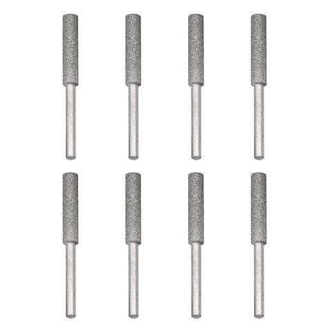 Sharp Pebble 8-piece sharpener bit set for 7/32-inch blades, enables quick edge restoration on chainsaws and mowers.