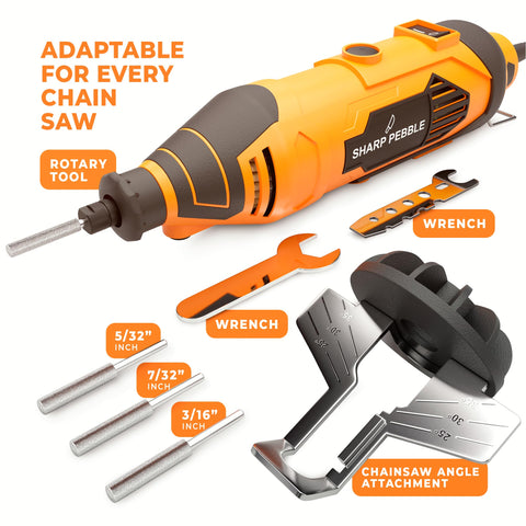 Sharp Pebble angle guide attachment enables consistent sharpening angles.