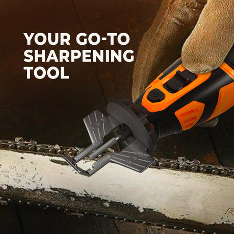 Includes sharpener tool, four wheels, wrench and ebook for versatile maintenance.