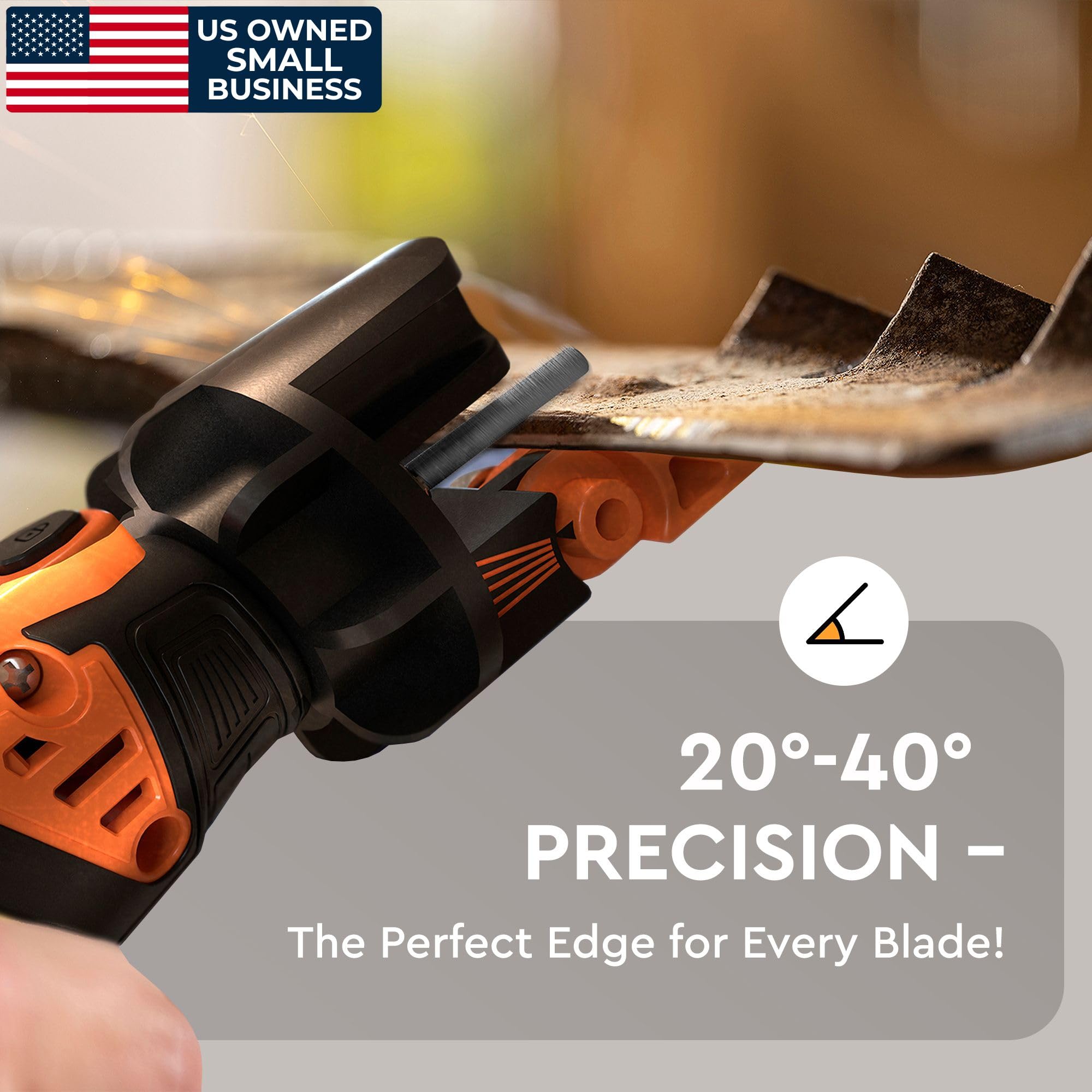 Sharpen on the spot without removing blades, saving time and effort