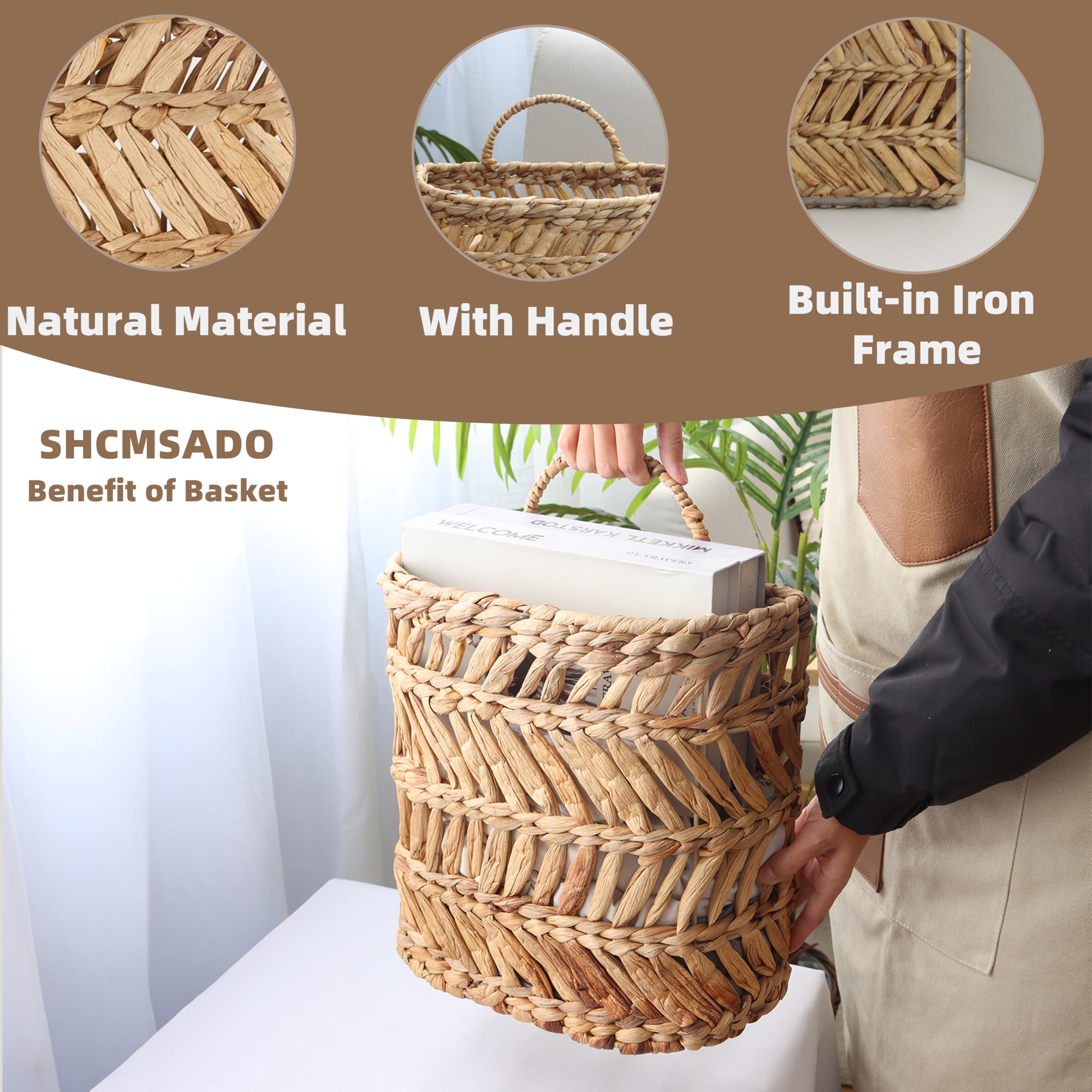 SHCMSADO hanging storage basket sized 11.81x5.12x11.81 inches for compact spaces.