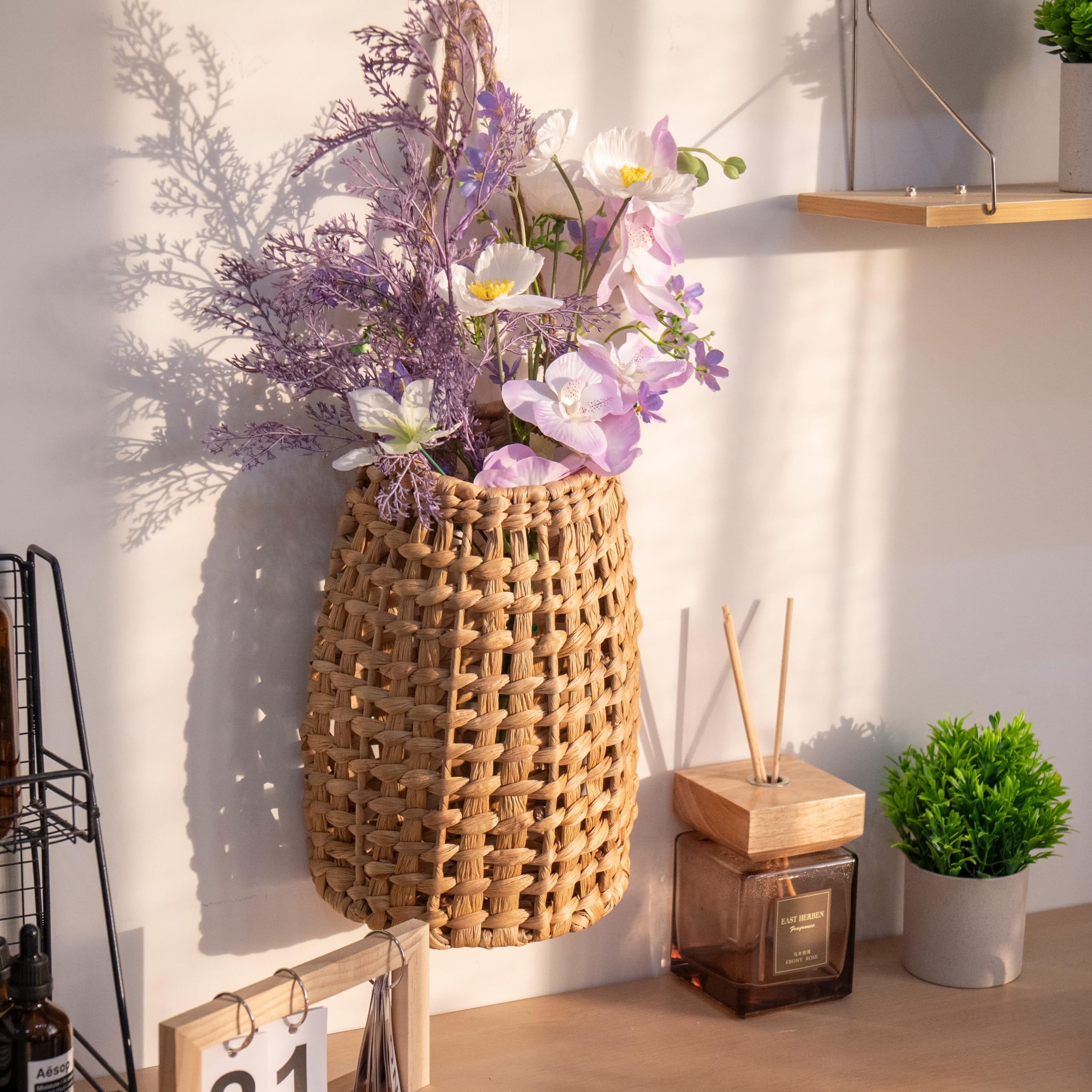 SHCMSADO water hyacinth basket serving as a stylish vase base.