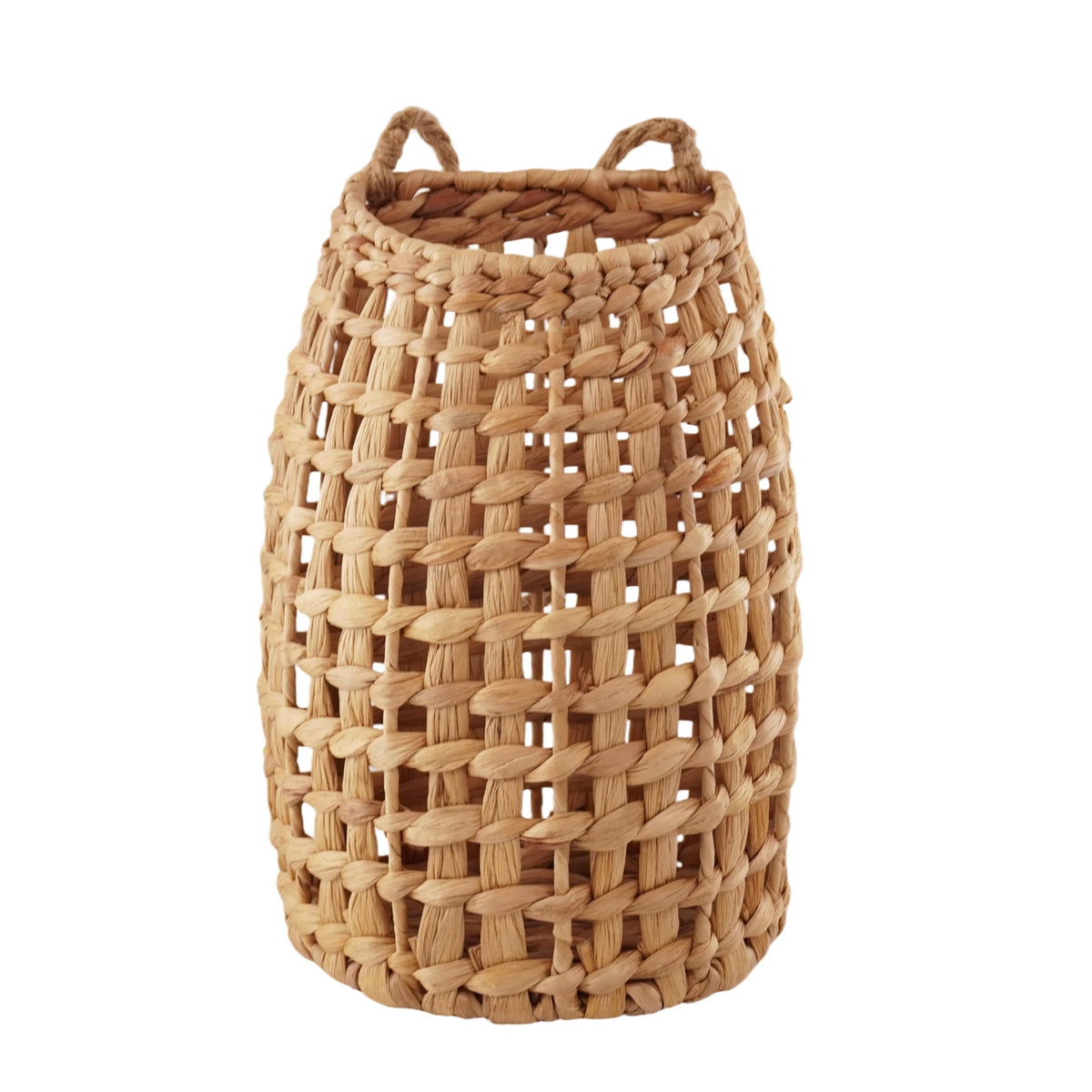 SHCMSADO water hyacinth hanging basket closeup showcasing handmade weave and natural hue.