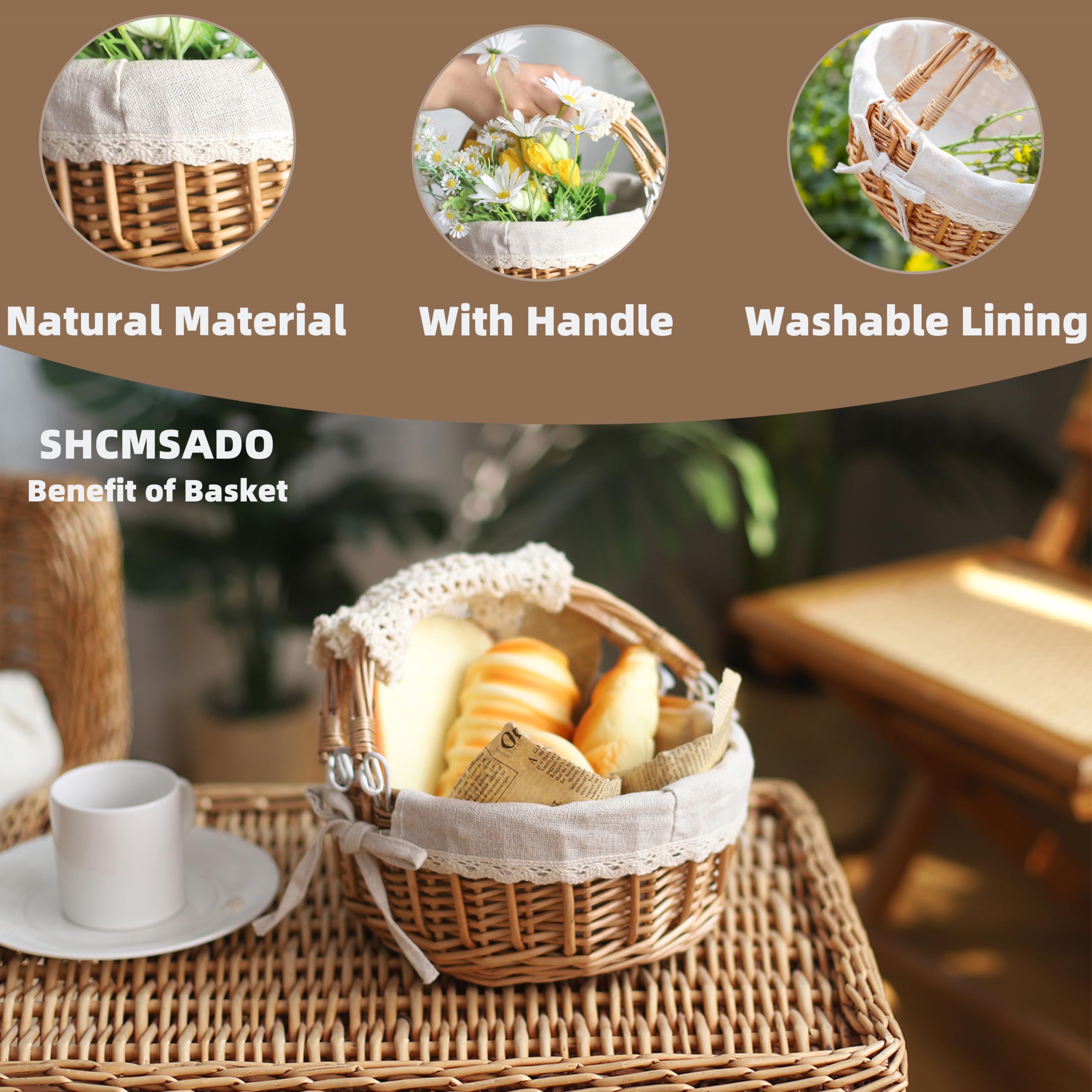 SHCMSADO woven willow storage basket perfect for gifts and wedding decor.