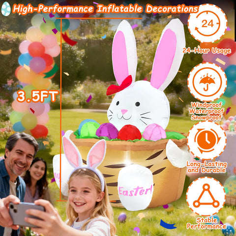 SHDEJTG basket-pattern-and-eggs inflatable highlights Easter theme with realistic details.