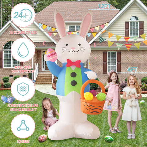 SHDEJTG easy-setup inflatable bunny with blower ready for yard decor