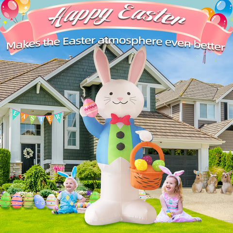 SHDEJTG large Easter grassy display featuring a waving inflatable bunny