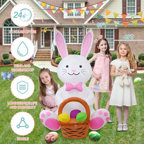 SHDEJTG Easter Bunny LED lighting brightens outdoor displays at night.