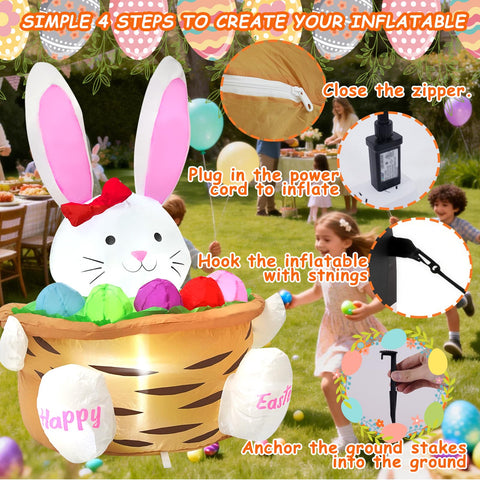 SHDEJTG LED bunny inflatable adds vivid night glow for festive lawn displays.