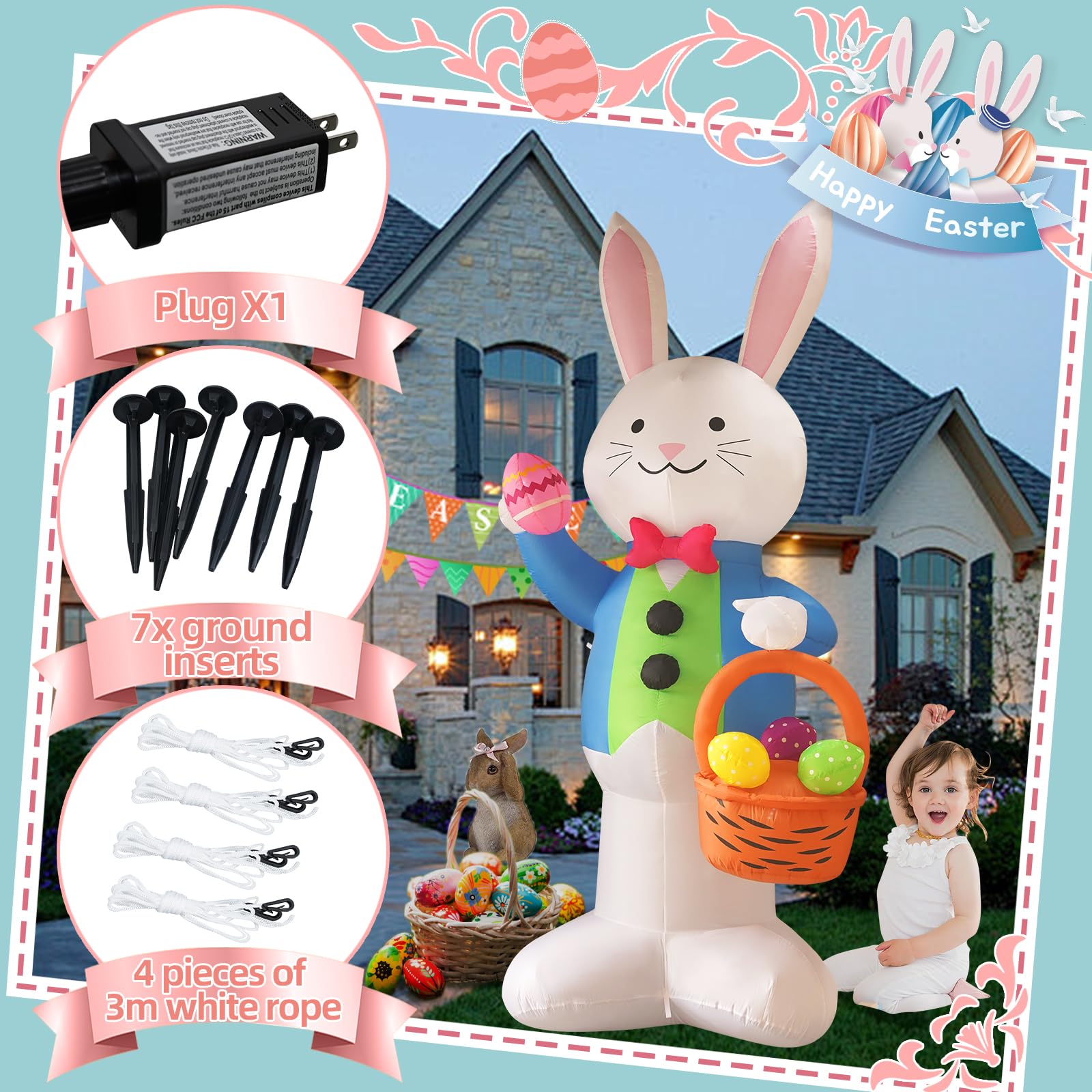 SHDEJTG waterproof polyester bunny inflatables designed for outdoor use