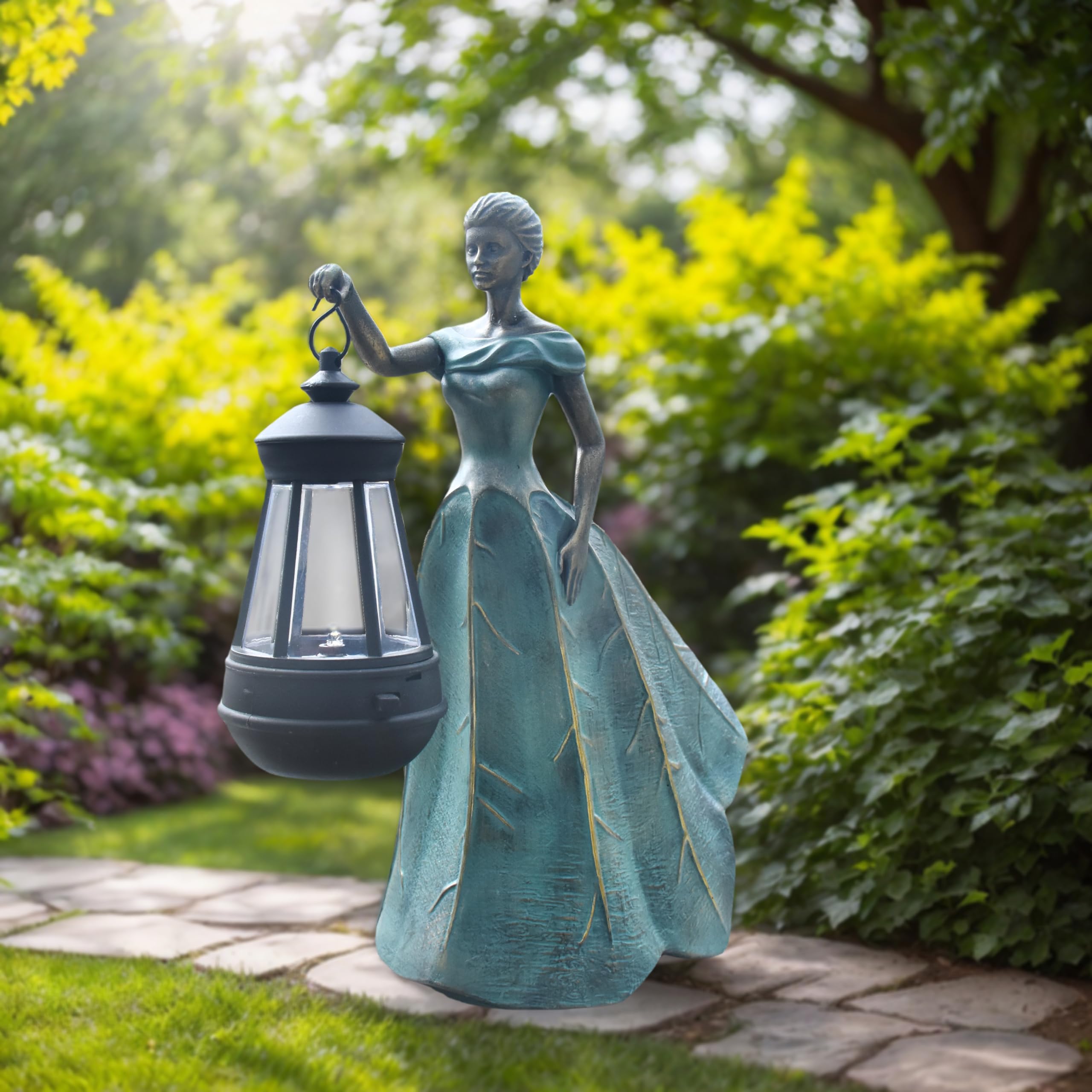 Sheaifun statue by poolside guides evening visitors softly