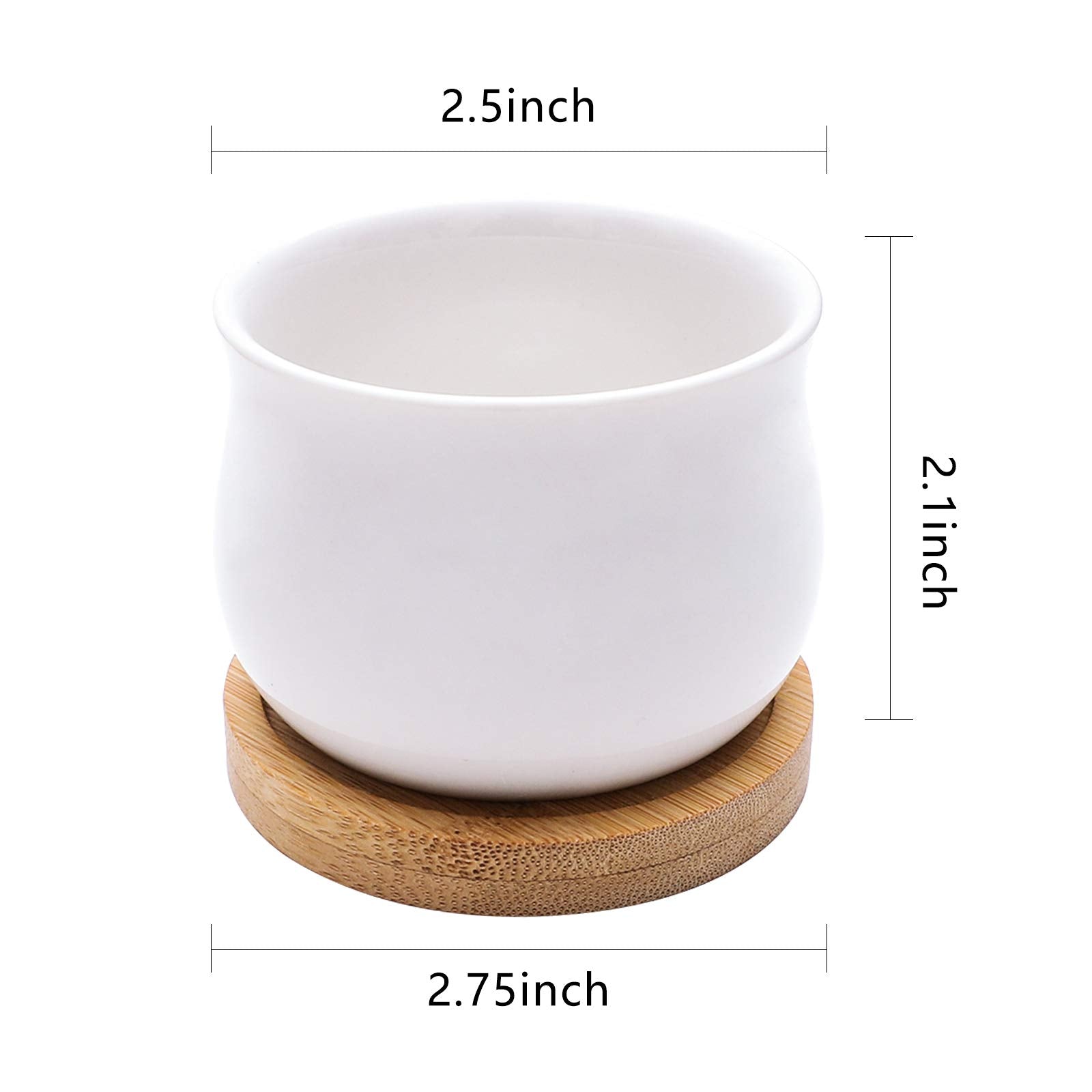 SHECIPIN ceramic planter with bamboo tray and drainage friendly design