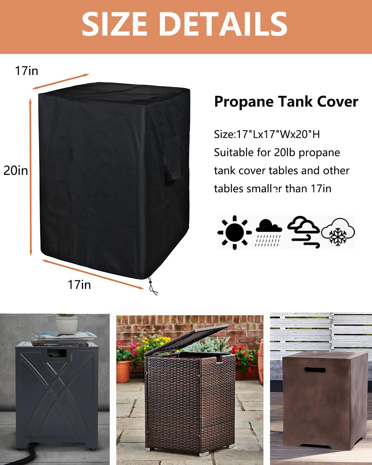 SheeChung waterproof cover shields the propane tank and table from rain.
