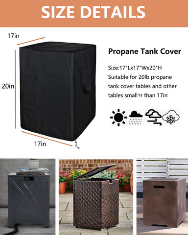 SheeChung waterproof cover shields the propane tank and table from rain.