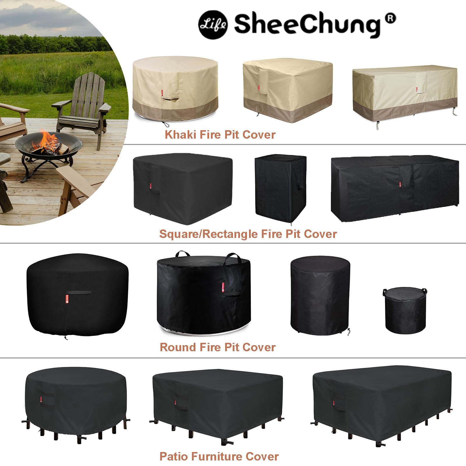 SheeChung drawstring and elastic hem for quick secure installation