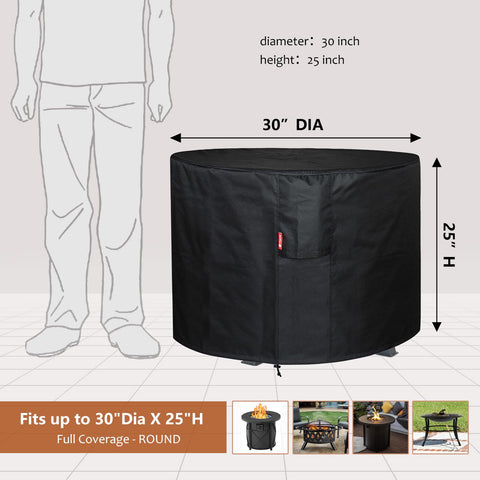 SheeChung 30 inch round fire pit cover protects Bali Outdoors pit from rain