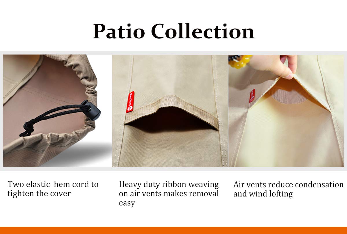 Beige 600D fabric texture emphasizes rugged outdoor durability for year-round use.