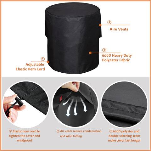 SheeChung fire pit cover in sleek black design for a stylish patio look.