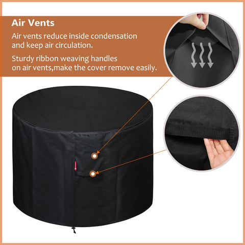 Air vents promote ventilation and help prevent condensation inside the cover