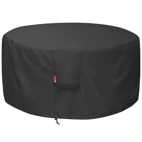 SheeChung round fire pit cover shields a 44 inch diameter pit from rain