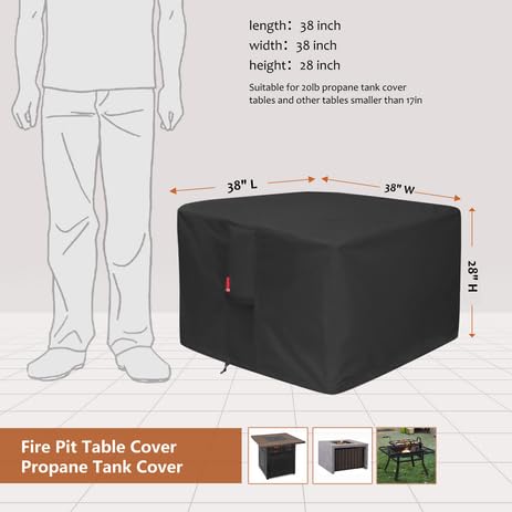 Durable SheeChung fire pit cover 38in fabric withstands outdoor wear