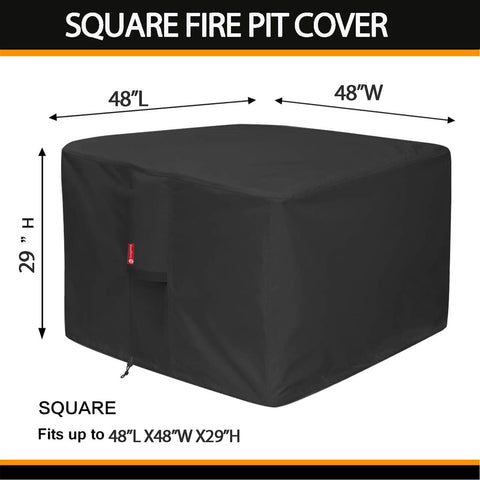 SheeChung square fire pit cover 48 inches with four bottom buckles for secure fit.
