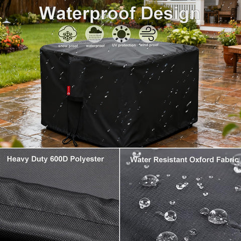SheeChung square fire pit cover features adjustable drawstring for a custom snug fit.