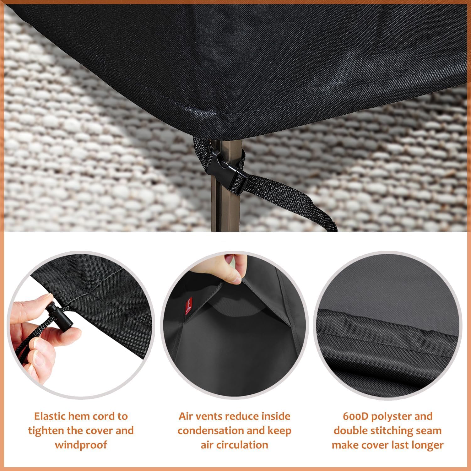 SheeChung square fire pit cover measures 48 by 48 inches and resists weather.