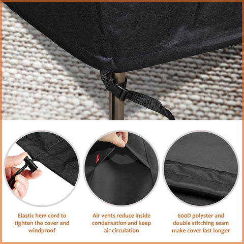 SheeChung square fire pit cover measures 48 by 48 inches and resists weather.