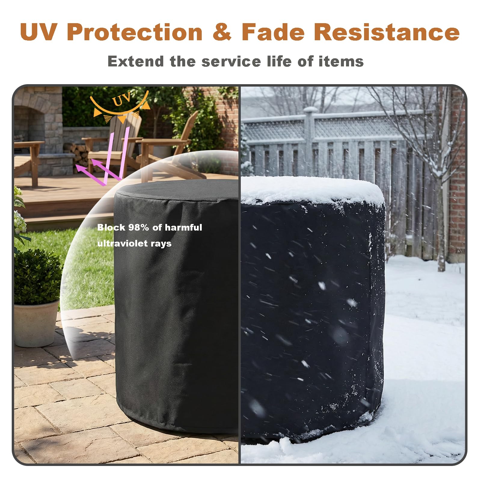SheeChung fire pit cover features vented mesh to reduce interior condensation.