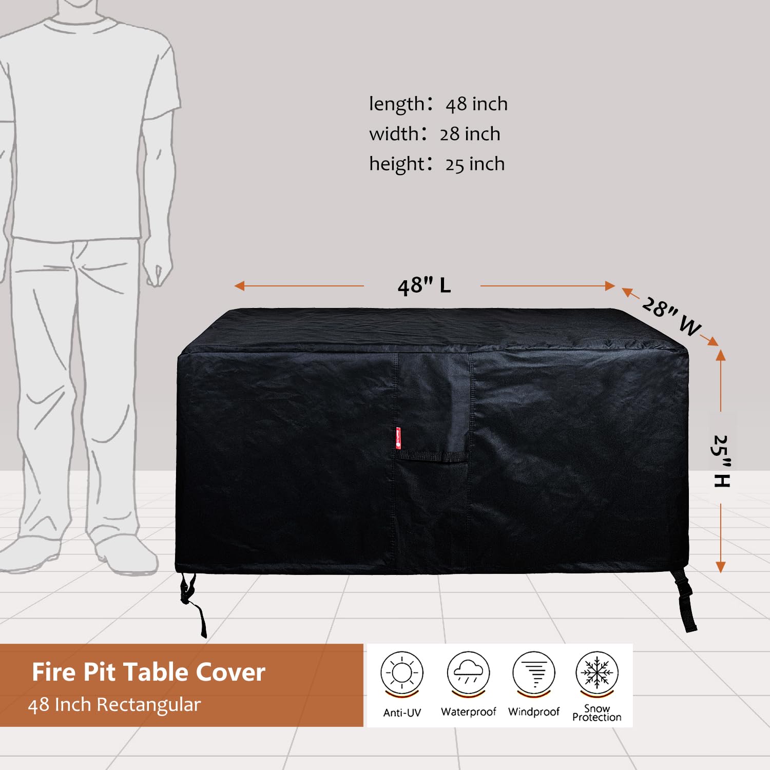 SheeChung waterproof 600D cover protecting fire pit from rain and sun
