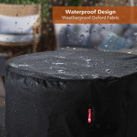 Waterproof 600D fabric keeps your round fire pit safe from snow and sun