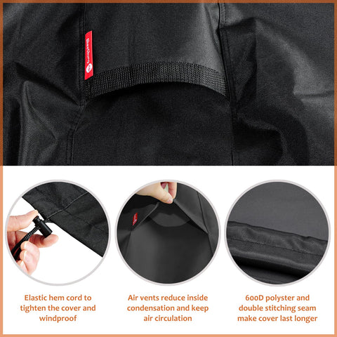 Heavy-duty 600D Oxford fabric with waterproof coating protects from rain and sun.