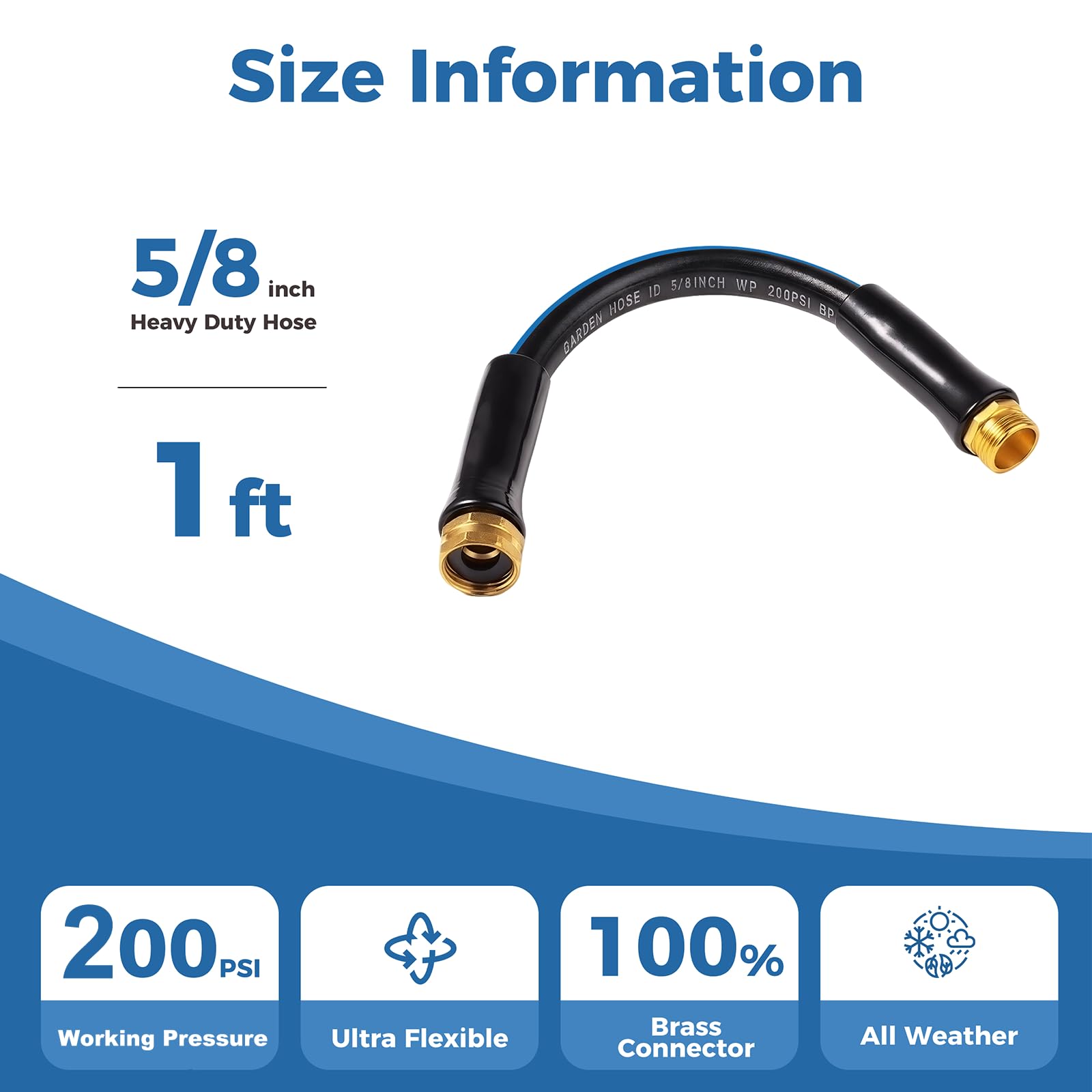 SheeChung short garden hose showing faucet-to-reel connection.
