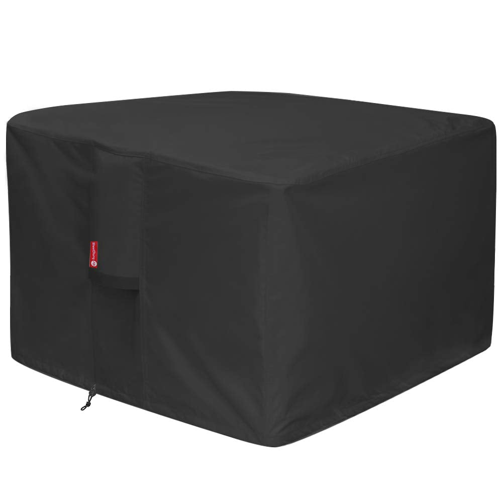 SheeChung square fire pit cover on a 32x32 pit shields from rain and debris.