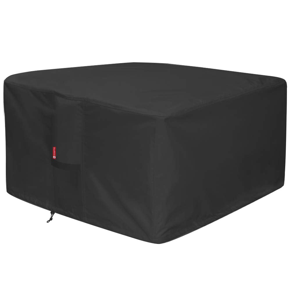 SheeChung square fire pit cover front view protects a 44-inch pit from rain
