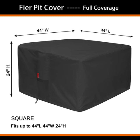 SheeChung square fire pit cover side view blocks snow and debris