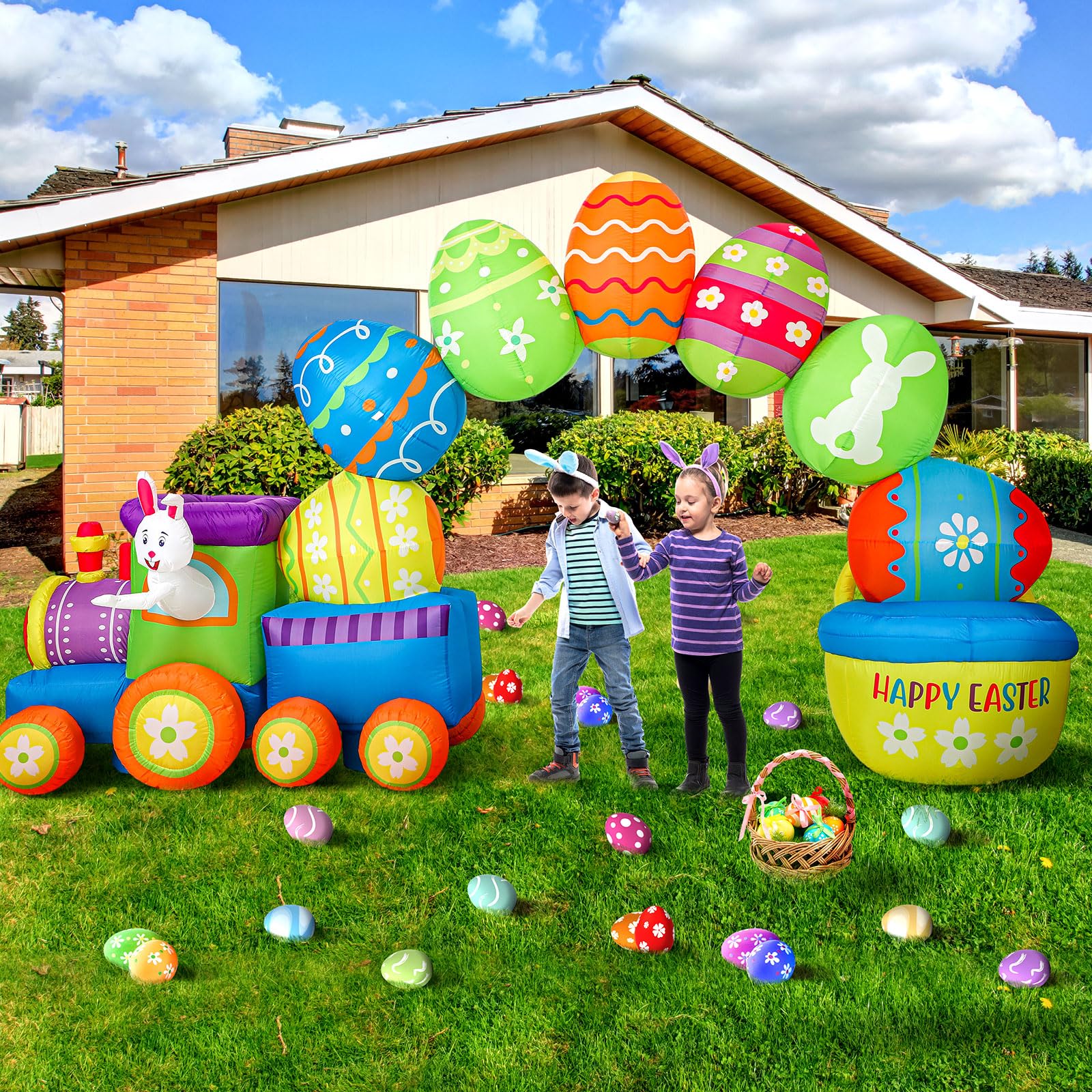 Shellwei Easter archway featuring Happy Easter text on eggs for festive photos.