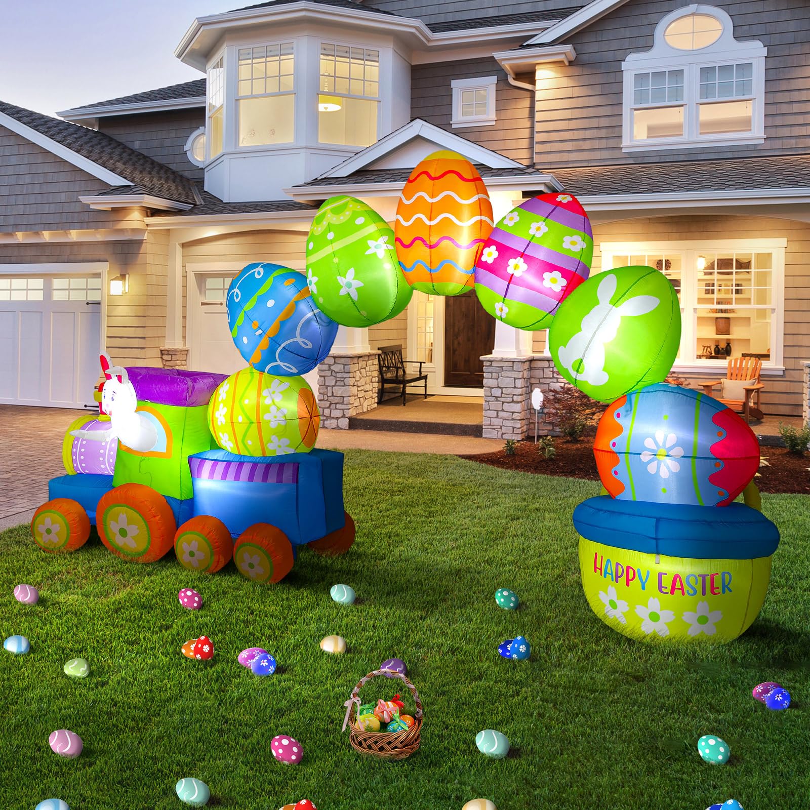 Shellwei Easter archway includes stakes and water bag for stable outdoor use.