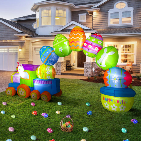 Shellwei Easter archway includes stakes and water bag for stable outdoor use.