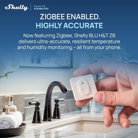 Shelly BLU H&T ZB Ivory sensor back view for discreet home integration