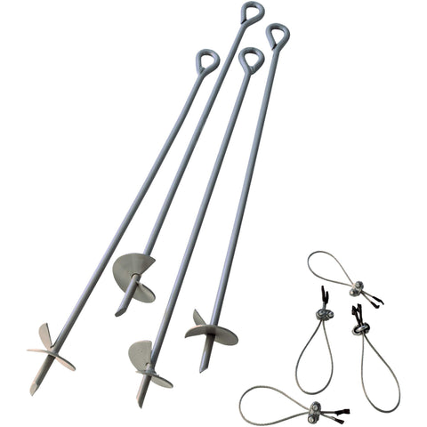 Clamp-on wire tie-downs from ShelterLogic attach quickly to shelter legs