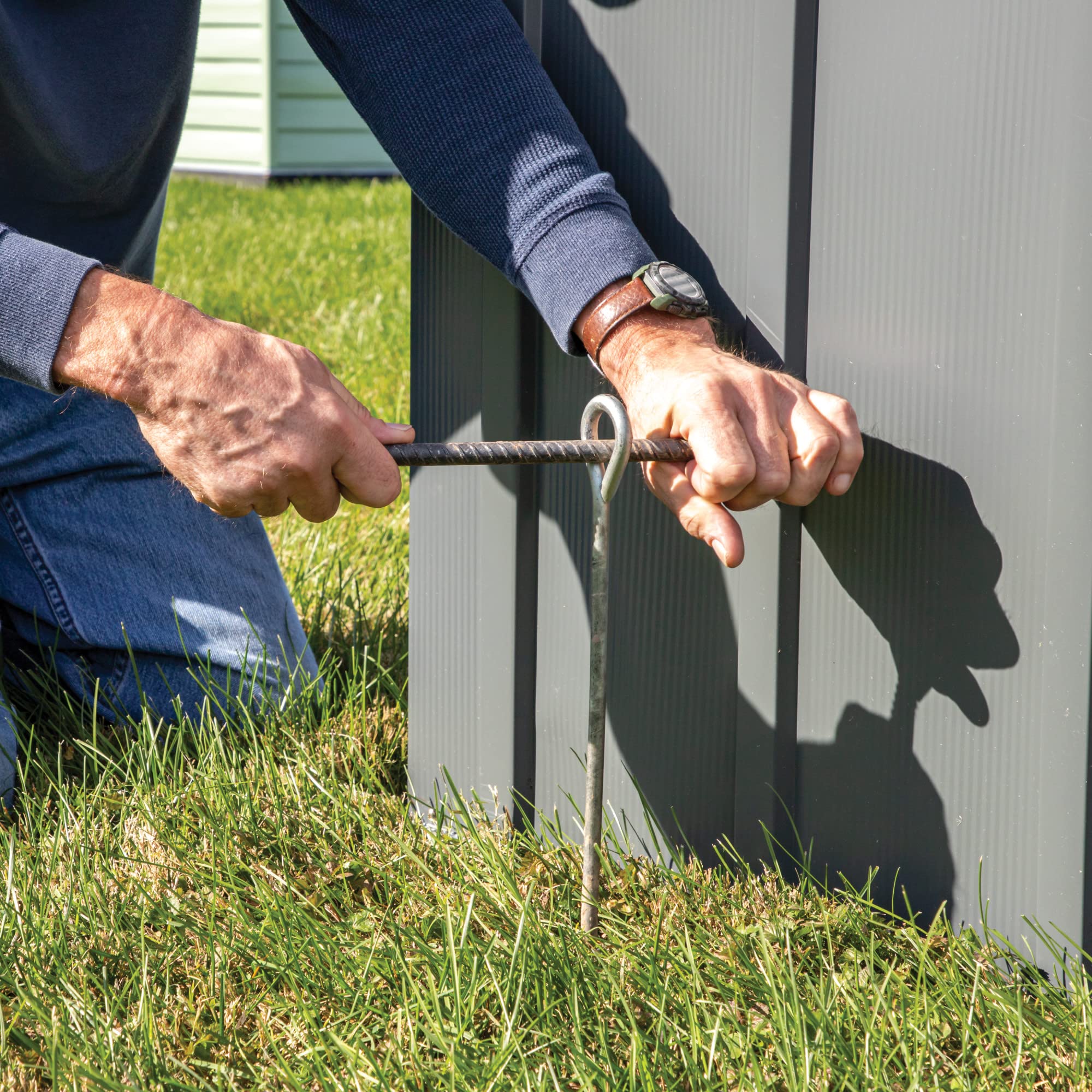 Corkscrew design aids easy installation and strong ground grip