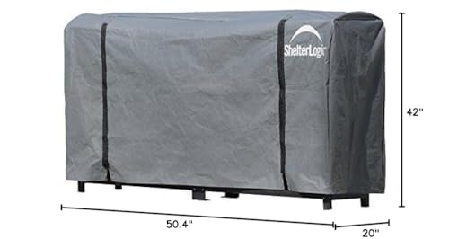 Weatherproof test image suggesting year-round storage for logs with ShelterLogic cover
