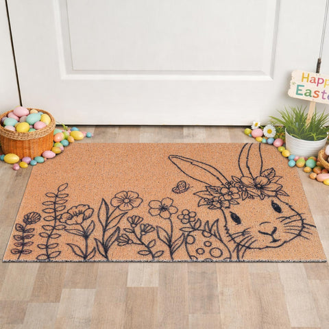 Shemilly Easter Bunny door mat with floral eggs for a welcome entrance